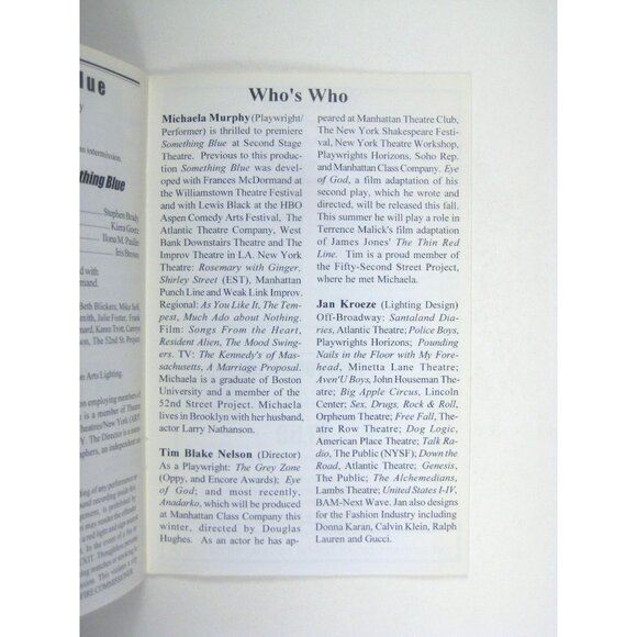 Second Stage Theatre Program 1996 to 97 Something Blue Michaela Murphy Nelson - Picture 4 of 5